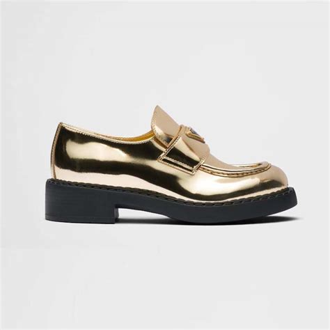 prada loafers gold logo